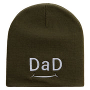 Happy Father's Day Creative Typography Embroidered 8 inch Acrylic Short Beanie - Olive OSFM