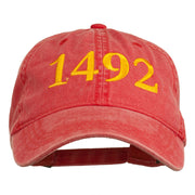 1492 Columbus Day Embroidered Washed Cap