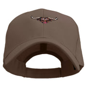 Angry Bull Head Embroidered Low Profile Organic Cotton Cap - Brown OSFM