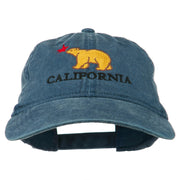 California with Bear Embroidered Washed Cap