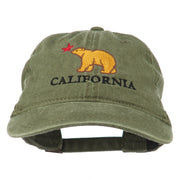 California with Bear Embroidered Washed Cap