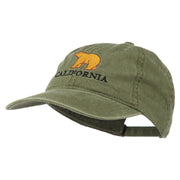 California with Bear Embroidered Washed Cap