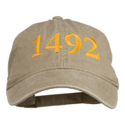 1492 Columbus Day Embroidered Washed Cap