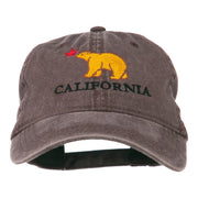 California with Bear Embroidered Washed Cap