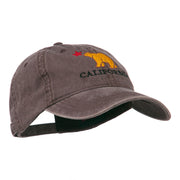 California with Bear Embroidered Washed Cap