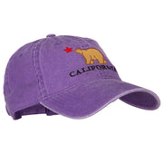 California with Bear Embroidered Washed Cap