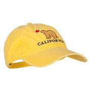 California with Bear Embroidered Washed Cap