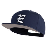 Old English White E Patched Cotton Twill Flat Bill Cap - Navy OSFM
