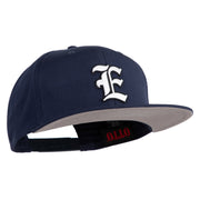Old English White E Patched Cotton Twill Flat Bill Cap - Navy OSFM