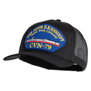 USS John F. Kennedy Serve with Courage CVN 79 Blue Patched Solid Cotton Twill 5 panel Mesh Back Cap - Black OSFM