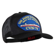 USS John F. Kennedy Serve with Courage CVN 79 Blue Patched Solid Cotton Twill 5 panel Mesh Back Cap - Black OSFM