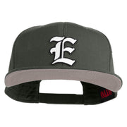 Old English White E Patched Cotton Twill Flat Bill Cap - Charcoal OSFM