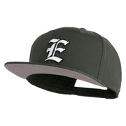 Old English White E Patched Cotton Twill Flat Bill Cap - Charcoal OSFM
