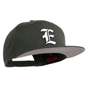 Old English White E Patched Cotton Twill Flat Bill Cap - Charcoal OSFM