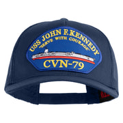 USS John F. Kennedy Serve with Courage CVN 79 Blue Patched Solid Cotton Twill 5 panel Mesh Back Cap - Navy OSFM