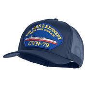 USS John F. Kennedy Serve with Courage CVN 79 Blue Patched Solid Cotton Twill 5 panel Mesh Back Cap - Navy OSFM