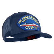 USS John F. Kennedy Serve with Courage CVN 79 Blue Patched Solid Cotton Twill 5 panel Mesh Back Cap - Navy OSFM