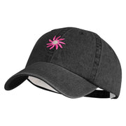 Mirrored Spiral Pinwheel Flower Iron On Patch Denim Cap - Black OSFM