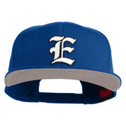 Old English White E Patched Cotton Twill Flat Bill Cap - Royal OSFM