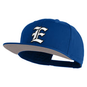 Old English White E Patched Cotton Twill Flat Bill Cap - Royal OSFM