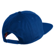 Old English White E Patched Cotton Twill Flat Bill Cap - Royal OSFM
