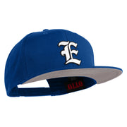 Old English White E Patched Cotton Twill Flat Bill Cap - Royal OSFM
