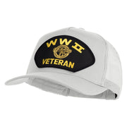 WWII Veteran Patched Solid Cotton Twill 5 panel Mesh Back Cap - White OSFM