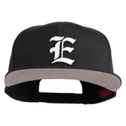 Old English White E Patched Cotton Twill Flat Bill Cap - Black OSFM