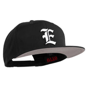 Old English White E Patched Cotton Twill Flat Bill Cap - Black OSFM