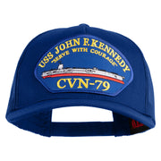 USS John F. Kennedy Serve with Courage CVN 79 Blue Patched Solid Cotton Twill 5 panel Mesh Back Cap - Royal OSFM
