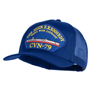 USS John F. Kennedy Serve with Courage CVN 79 Blue Patched Solid Cotton Twill 5 panel Mesh Back Cap - Royal OSFM