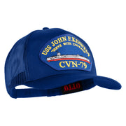USS John F. Kennedy Serve with Courage CVN 79 Blue Patched Solid Cotton Twill 5 panel Mesh Back Cap - Royal OSFM