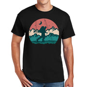 Hiking In The Mountains Graphic Design Men's Big Size Cotton Polyester DryBlend T-Shirt - Black XS