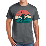 Hiking In The Mountains Graphic Design Men's Big Size Cotton Polyester DryBlend T-Shirt - Dk-Heather XS