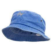 Diego Script Embroidered Washed Bucket Hats - Royal M-L