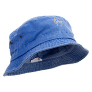 Diego Script Embroidered Washed Bucket Hats - Royal M-L