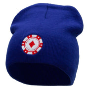 Poker Chip Embroidered 8 Inch Short Beanie