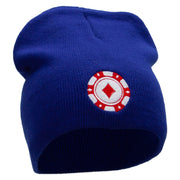 Poker Chip Embroidered 8 Inch Short Beanie