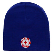 Poker Chip Embroidered 8 Inch Short Beanie