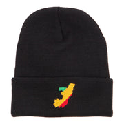 Congo Flag Map Embroidered Long Beanie