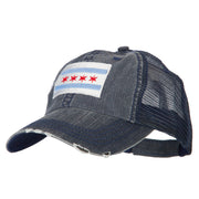 Chicago Flag Embroidered Low Profile Cotton Mesh Cap