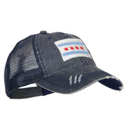 Chicago Flag Embroidered Low Profile Cotton Mesh Cap