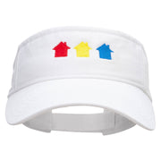 Colorful Houses Embroidered Pro Style Cotton Twill Washed Visor