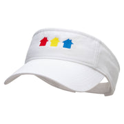 Colorful Houses Embroidered Pro Style Cotton Twill Washed Visor