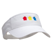 Colorful Houses Embroidered Pro Style Cotton Twill Washed Visor