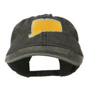 Connecticut State Map Embroidered Washed Cap