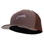 Jumping Cat Icon Embroidered 6 Panel Trucker Flexfit Cap - Brown OSFM