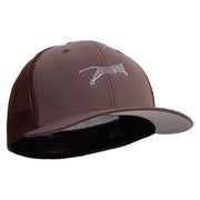 Jumping Cat Icon Embroidered 6 Panel Trucker Flexfit Cap - Brown OSFM