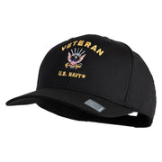 Veteran US Navy Embroidered Solid Cotton Twill Pro Style Cap - Black OSFM