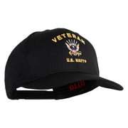 Veteran US Navy Embroidered Solid Cotton Twill Pro Style Cap - Black OSFM